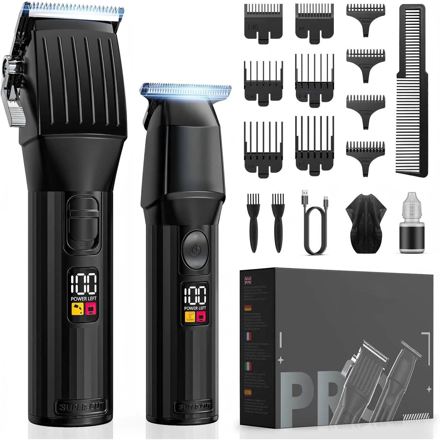 Professional Hair Clippers for Men Beard Trimmers Kit Zero Gapped Haircut Grooming Shaver Gift for Men Women Barber Kids (Black)