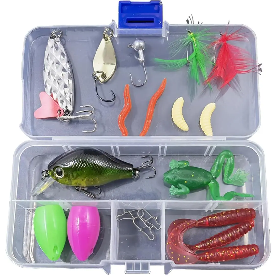 Fishing Lures Freshwater  Tackle kit.Tackle Box Including crankbaits topwater Lures,Jigs,Spoons and  Fishing Gear Set.Suitable for Bass Trout Salmon.