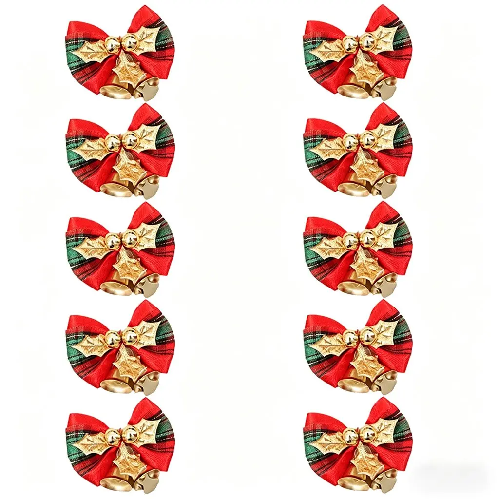 (10pcs) 5cm Bow Bells Decorations, Christmas Tree New Year Holiday Party Decoration, Festive Ornaments for Home and Events