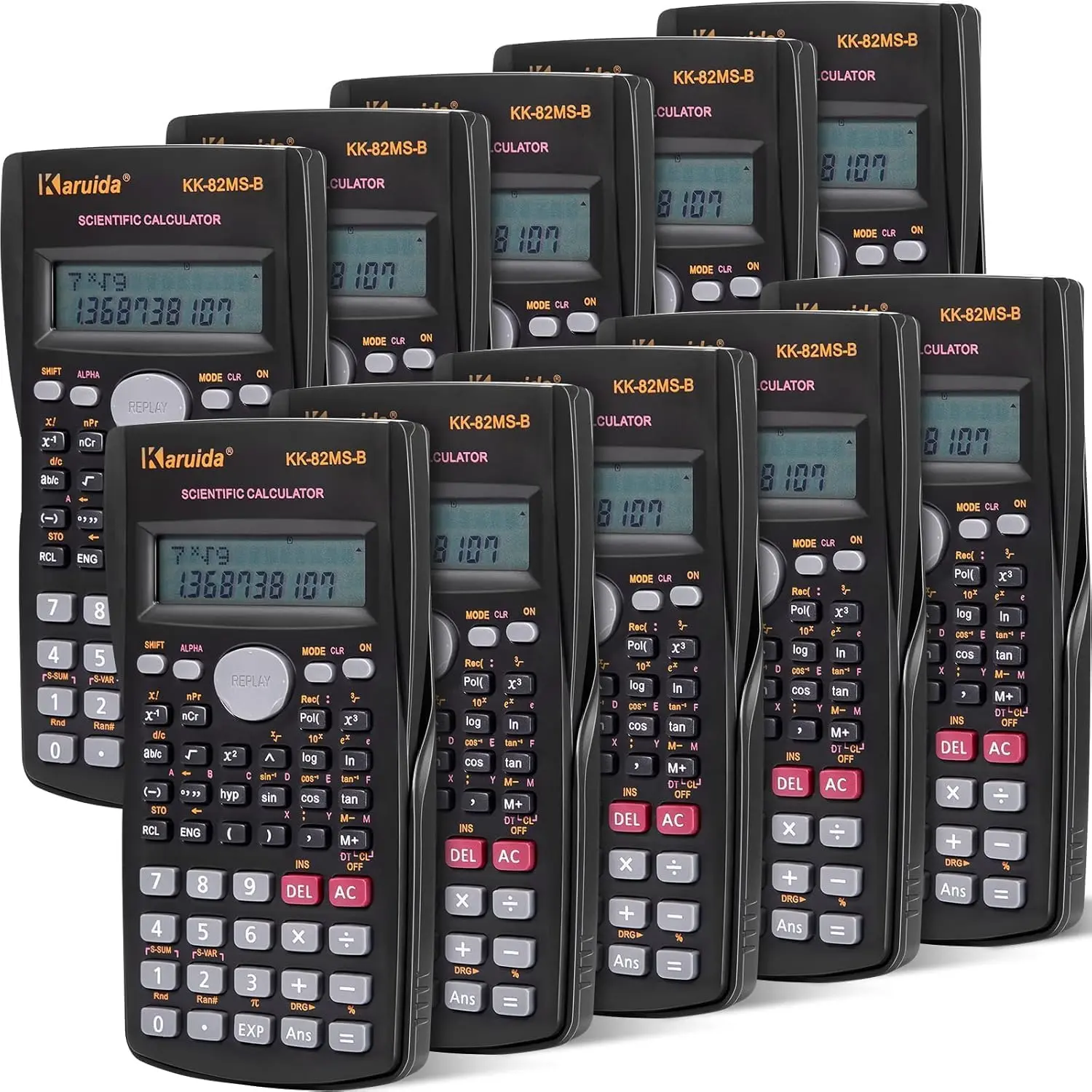 2-Count Engineering Scientific Calculator with 240 Scientific Functions, Large Display, 2 AAA Batteries Included (Black) for Students, College & Schools (Office Stationery Accounting Supplies), High School