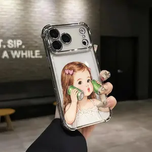 Cute girl Phone Case for iPhone 17 AIR 17 PRO 16 PRO 15  PRO MAX  14 PLUS 13 PRO 12 11 series (silicone softshell) airbag anti-drop and shockproofmobile phone protective case Smartphone Cellphone, Accessories, Handheld