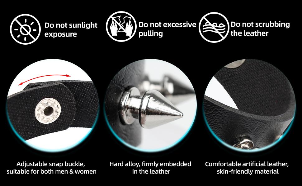 4 Pcs Punk Rock Studded Bracelet Set Leather Cuff Bracelets for Men Women 80s Emo Goth Accessories