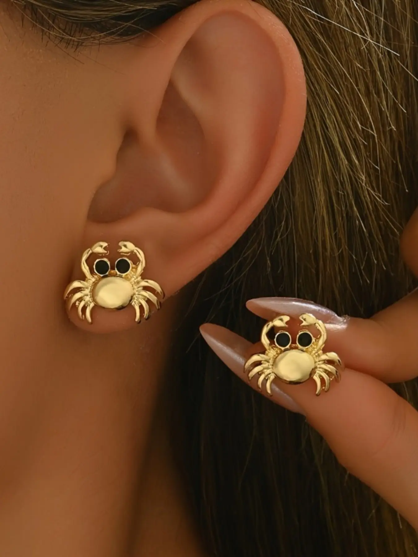 2pc Elegant Cute Crab Animal Beachy Earrings for Women, Perfect for Summer Beach Parties and Vacations, Compact and Stylish Jewelry