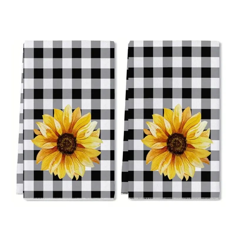 2-pack 16x24 inch kitchen dishcloths - Fun sunflower dishcloths, tea towels, hand towels, Funny kitchen towels, sunflower kitchen towels, summer kitchen decoration gifts, housewarming presents.