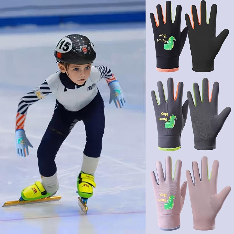1-Pair Youngsters Thermal Winter Gloves - Heavy-Duty Cold Weather Gloves with Non-Slip Grip, Cute Dinosaur & Heart/footprint designs, Individual Finger Protection for Boys & Girls - Ideal for Skiing, Snowball, Snowmen - Warm Winter Gloves for Outdoor Play