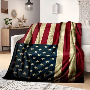 1pc  Comfortable Patriotic Throw Blanket Suitable for All Seasons, Easy to Maintain, And Tears, Ideal for Use on a Sofa, Bed, Or While Traveling