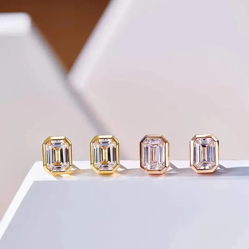 Simple Geometric Brass Pagoda Square Stud Earrings for Women Fashion Daily Wear Ear Accessories for Party Casual Outfit and Gift