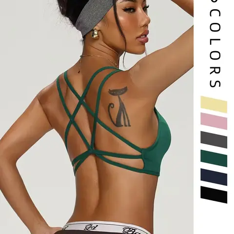 Fashionable Cross Back Wire-Free Sports Bra for Women, Breathable Workout Bra, Athleisure Bra for Yoga, Exercise & Daily Wear, Sporty Bra