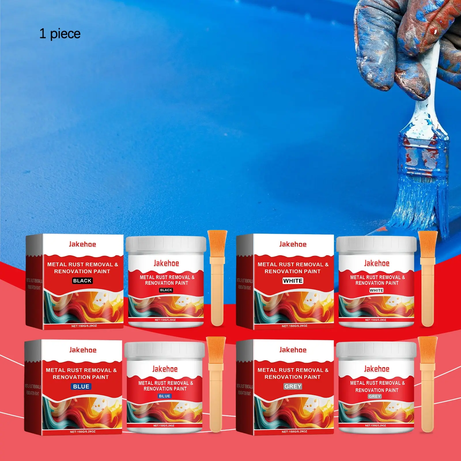 Water-Based Metal Rust-Proof Paint (150g + Brush), Waterproof Rust-Resistant Primer, Durable Renovation Paint, Multiple Colors, Quick Application
