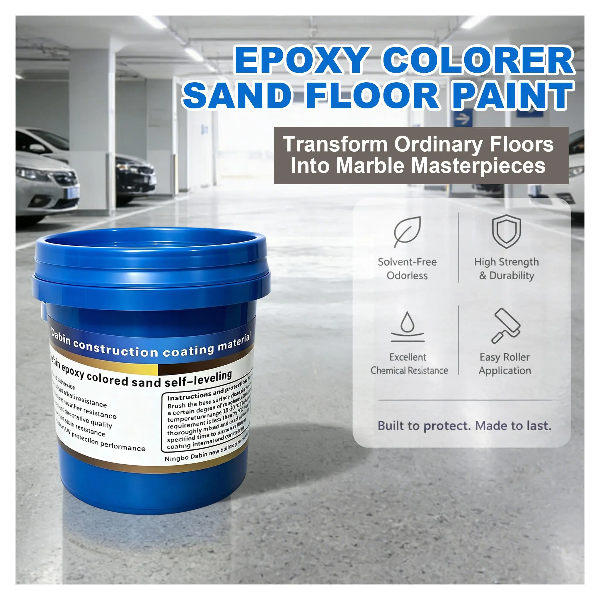 1/3/6 Gallons Epoxy Floor Paint Waterproof Self Leveling Floor Coating Suitable for Garages and Basements with Rapid Curing Property Industrial Grade Matte Coating Waterproof Anti-Slip Wear-Resistant and Scratch-Resistant