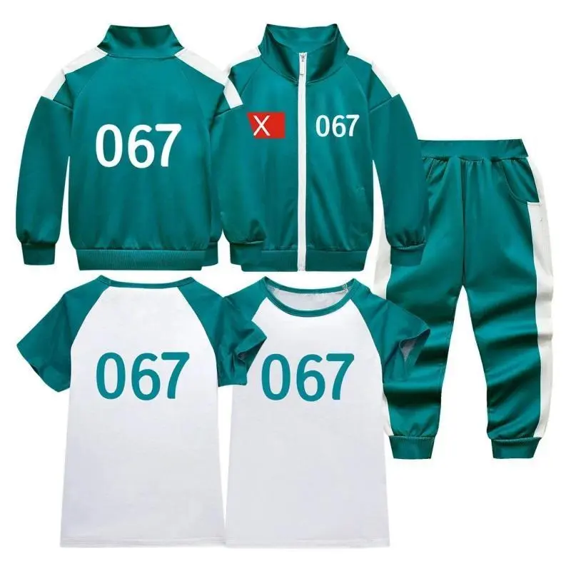 2025 New Squid Game No O/X 067 Unisex Costume Set - Sung Gi-hoon Cosplay Costume, T-shirt & Festive Sportswear Pants for Carnival Events
