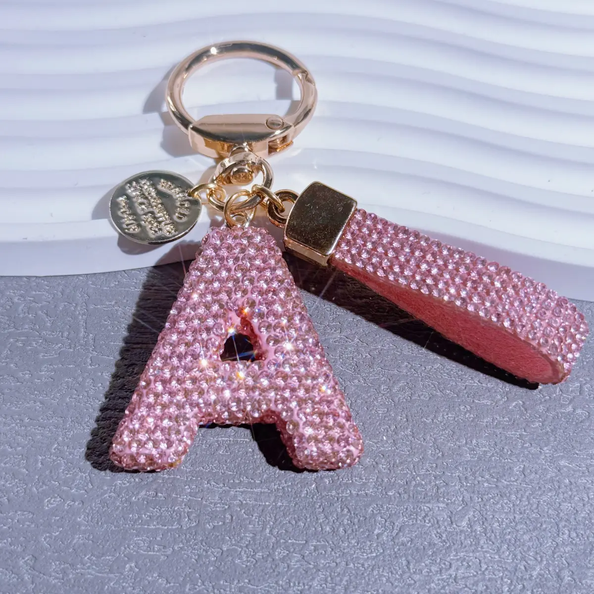 Letter Keychain with Lucky Rhinestones, Bling Key Ring Accessory for Men and Women, Elegant Car Keychain, Backpack Charm, Gift Idea, Keychain for Bags, Bling Bling Keychains