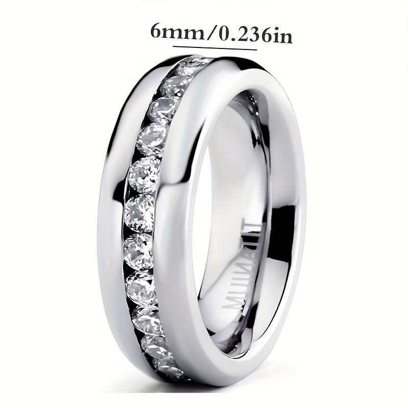 1 Piece minimalist rings Never Fade Stainless Steel Ring Men Women Couple Ring Single Row Full Diamond Cuban Ring Engagement Wedding Band friendship rings