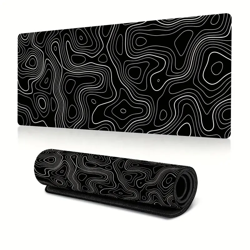 Large Line Pattern Cozy Gaming Mousepad with Stitched Edge - Non-Slip Desk Mat, Desk Decor, Computer Accessories for Home Office Use, Computer Accessories For Desk backtoschool