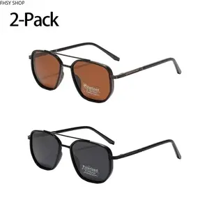 Stylish Geometric Frame Sunglasses, Lightweight Double Beam Shades with UV Protection for Daily & Outdoor Wear, Modern Sunglasses
