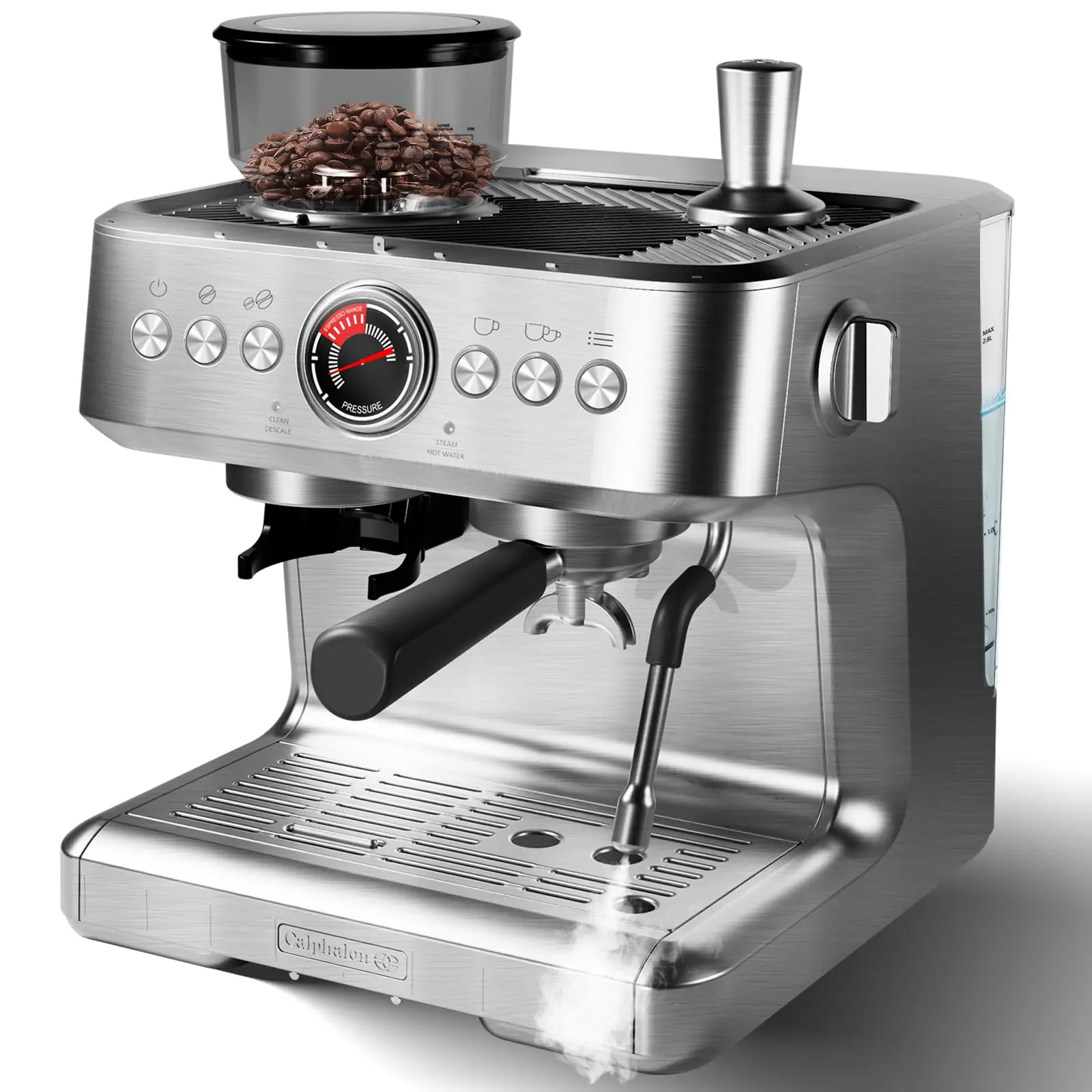 20-Bar Pressure Espresso Combo Brewer Flow Control, Portafilter, Industrial Look Heavy-Duty Household Barista Equipment