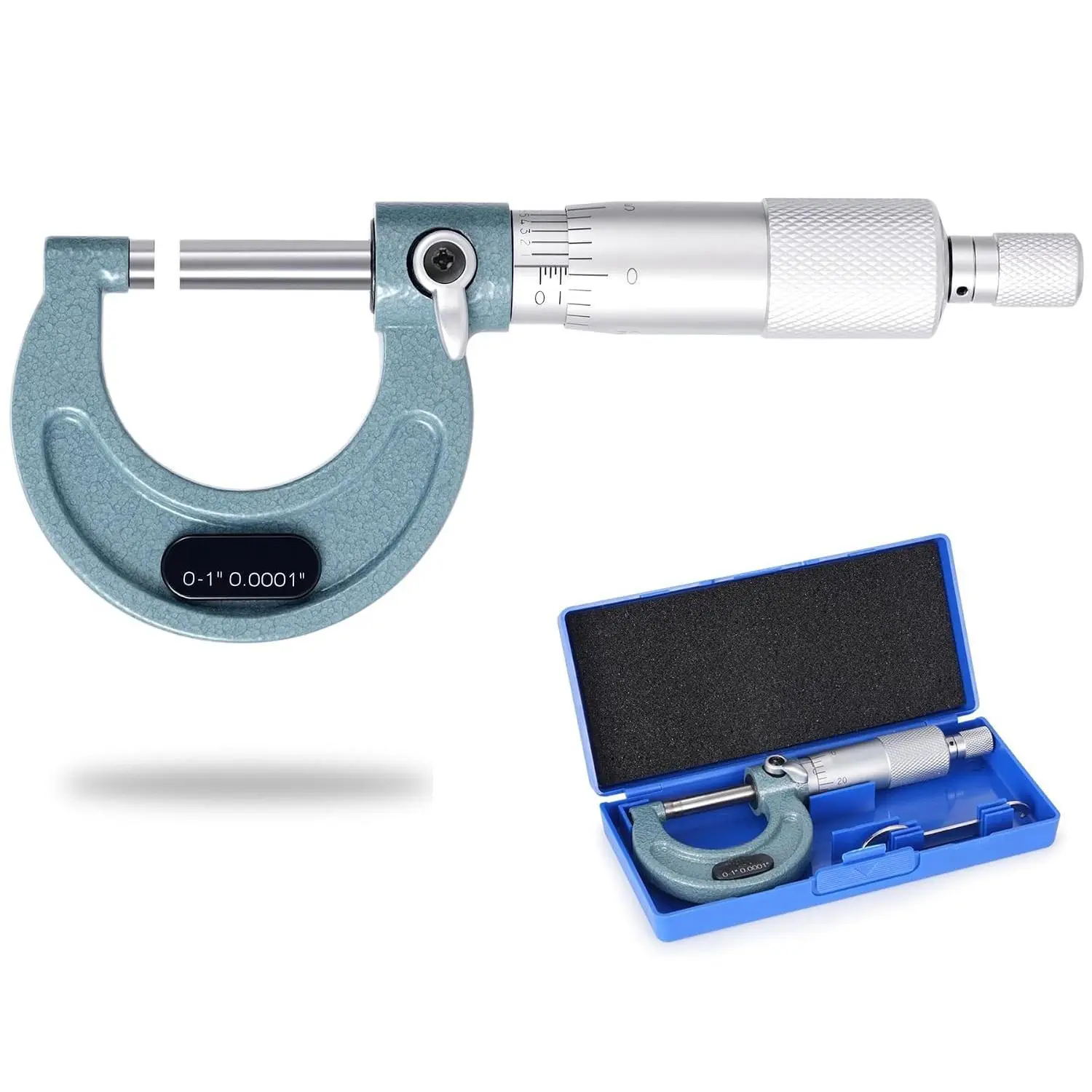 0-1" Outside Micrometer, Ultra Precision Carbide Tipped Measuring Tool, Ratchet Stop, 0.001" Graduation ±0.0001" Accuracy with Case for Auto Precision Work