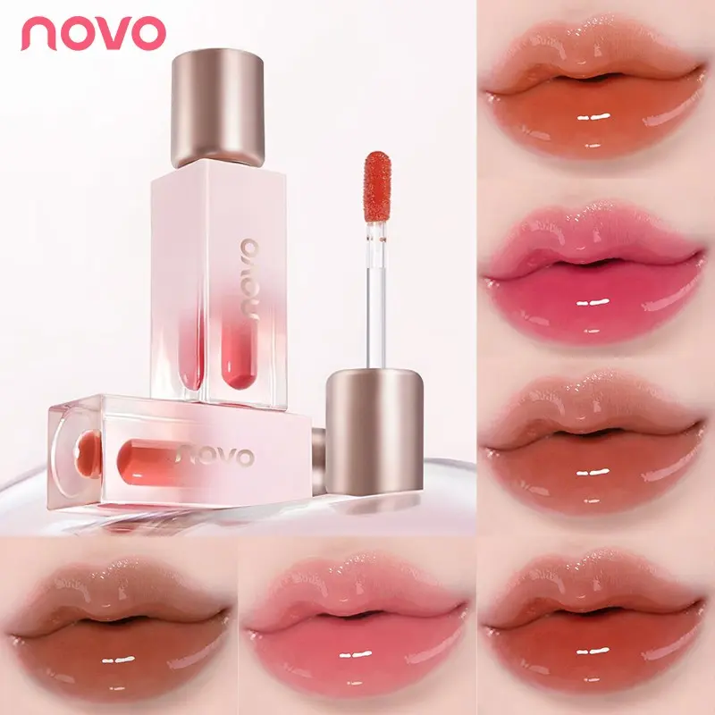 NOVO Mirror-Finish Water-Gloss Lip Glaze – Plumping & Volumizing Lip Gloss; Long-lasting, hydrating, and non-sticky formula for nourished lips—perfect for everyday makeup.
