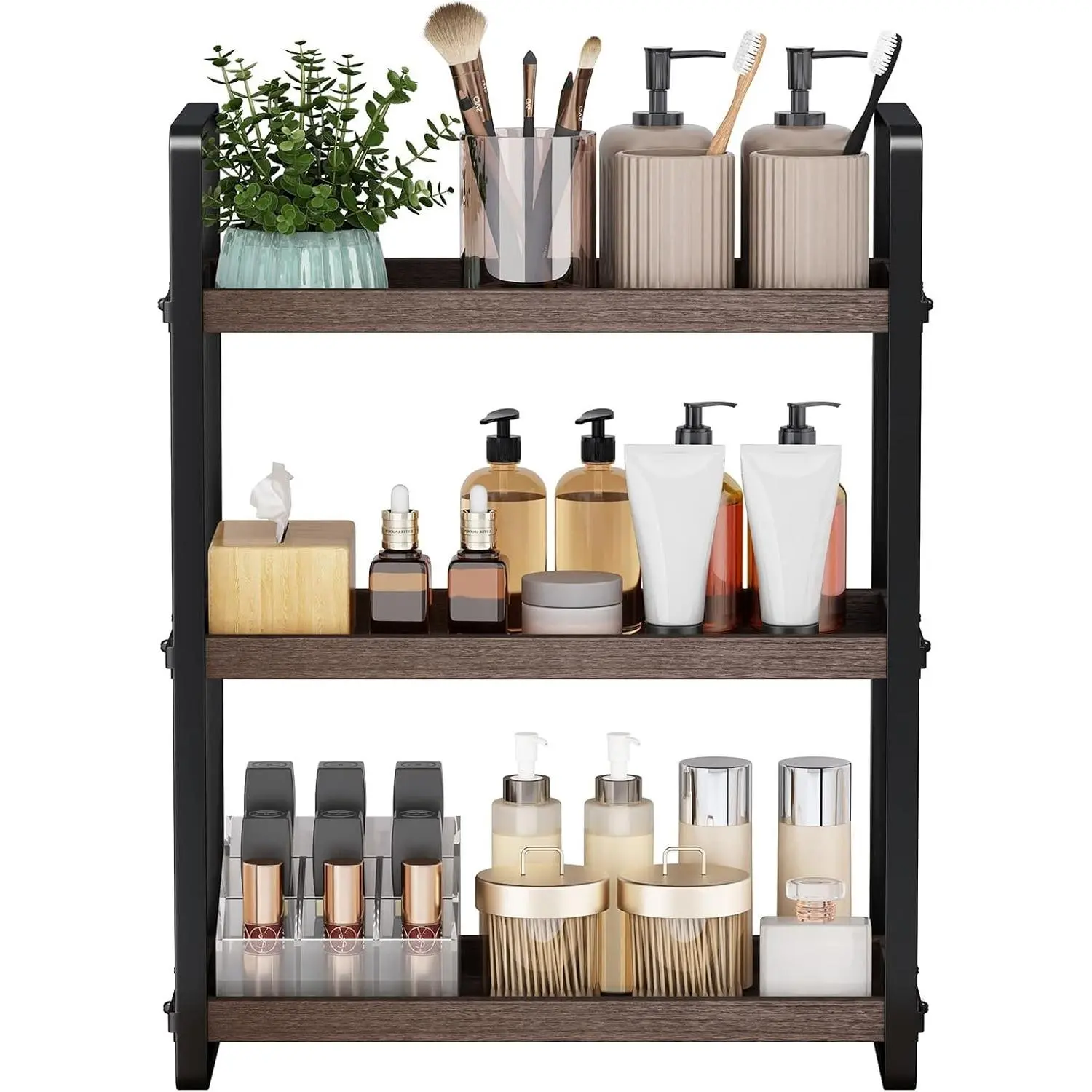 Bathroom Counter Organizer,Bathroom Countertop Organizer,Counter Shelf,Countertop Storage,Organization and Storage,Makeup Shelf,Sink Caddy(Brown 3 Tier)