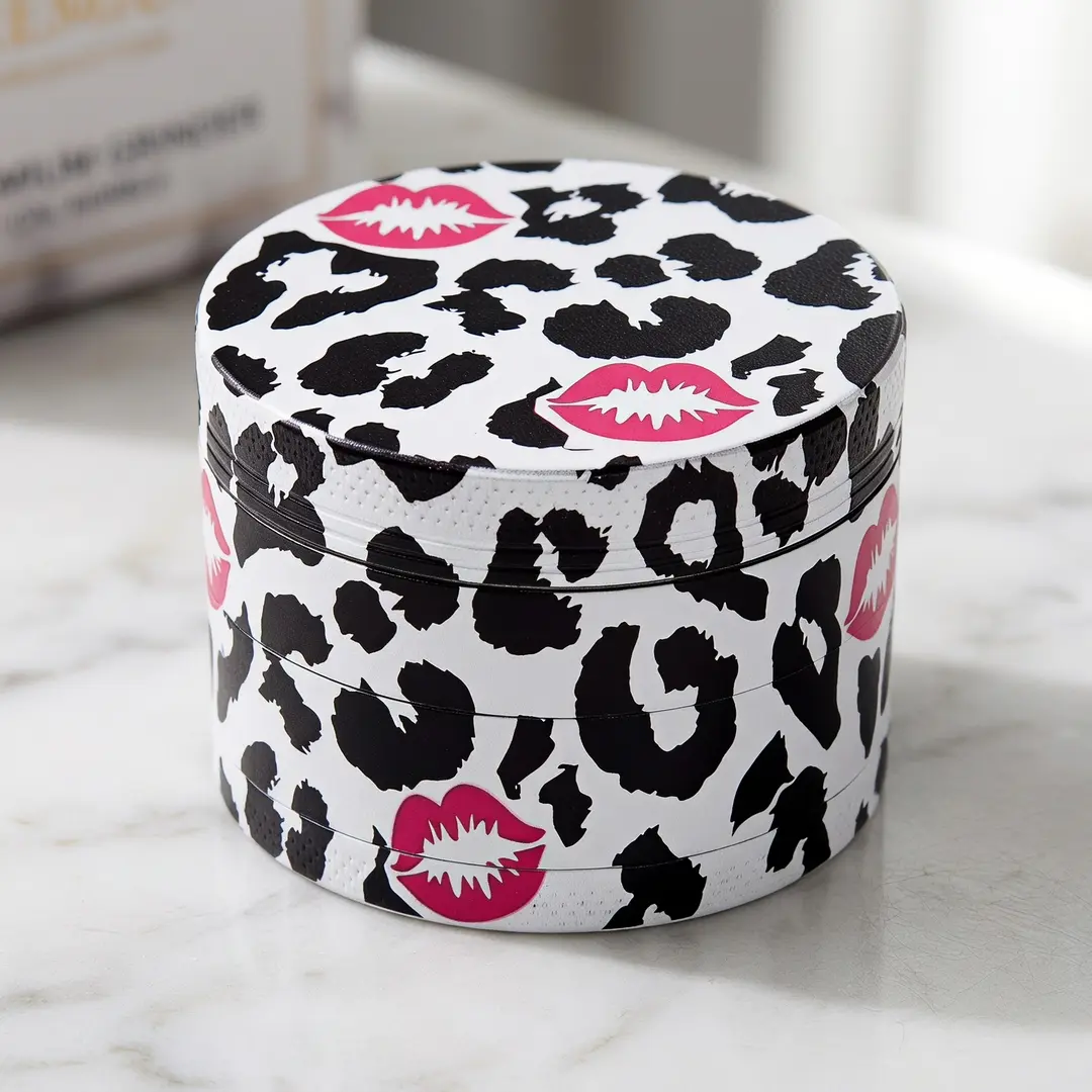 1.57 inch 40mm White Leopard Pattern Spice Grinder Metal Manual Four Layer Salt Grinder Pepper Mortar Spice Zinc Alloy Seasoning Spice Grinder Kitchen Cooking Accessories Kitchenware Kitchen Gadgets Kitchen Tool Gift