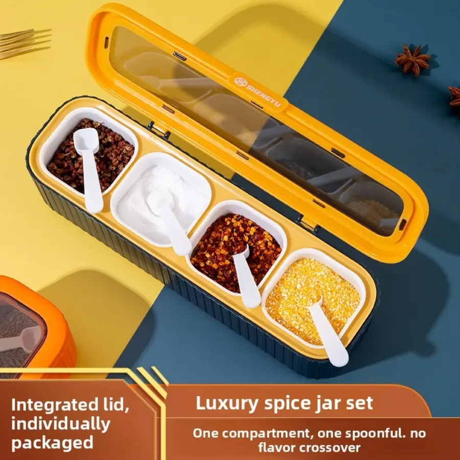 Household Multi-Compartment Seasoning Box – Moisture-Proof Storage Container for Salt, MSG, and Spices