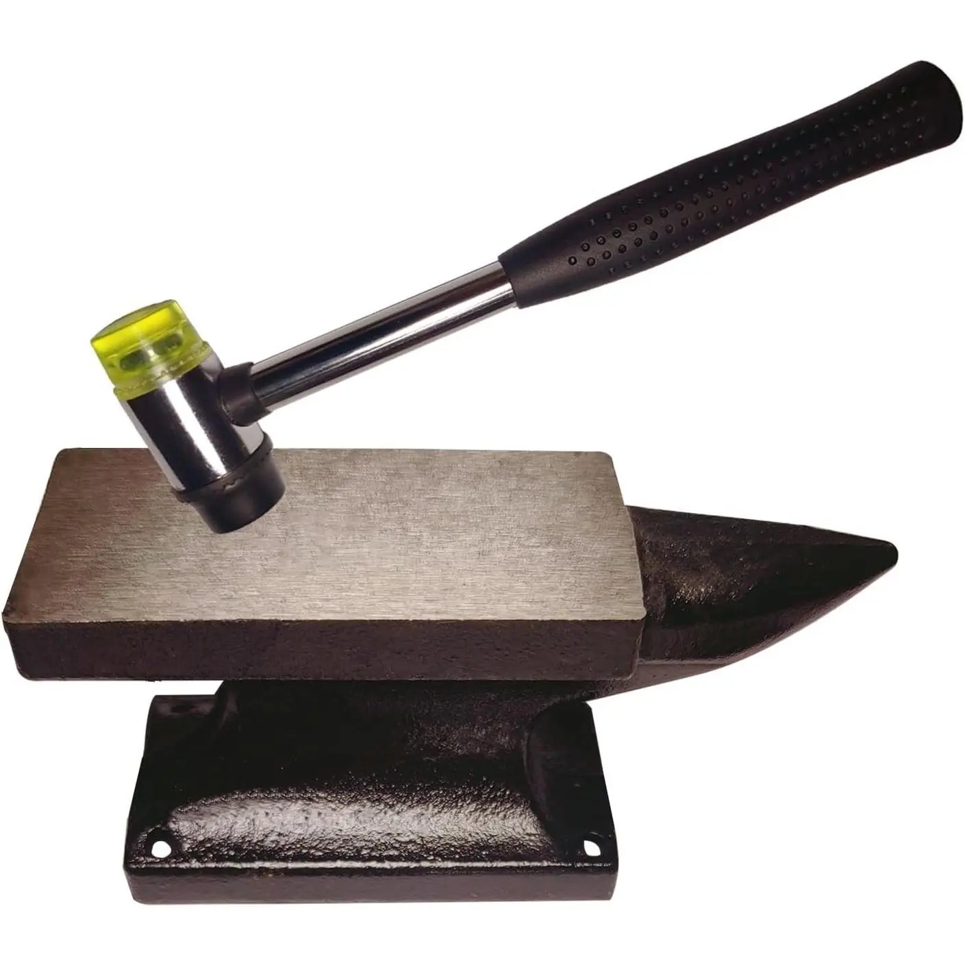 Mini Horn Anvil Set, 3 lbs Forged Iron Anvil with Rubber Hammer for Jewelry Making, Blacksmith Forge Kit, Jewelry Hammer and Block Set, Bench Block Silversmithing Tools