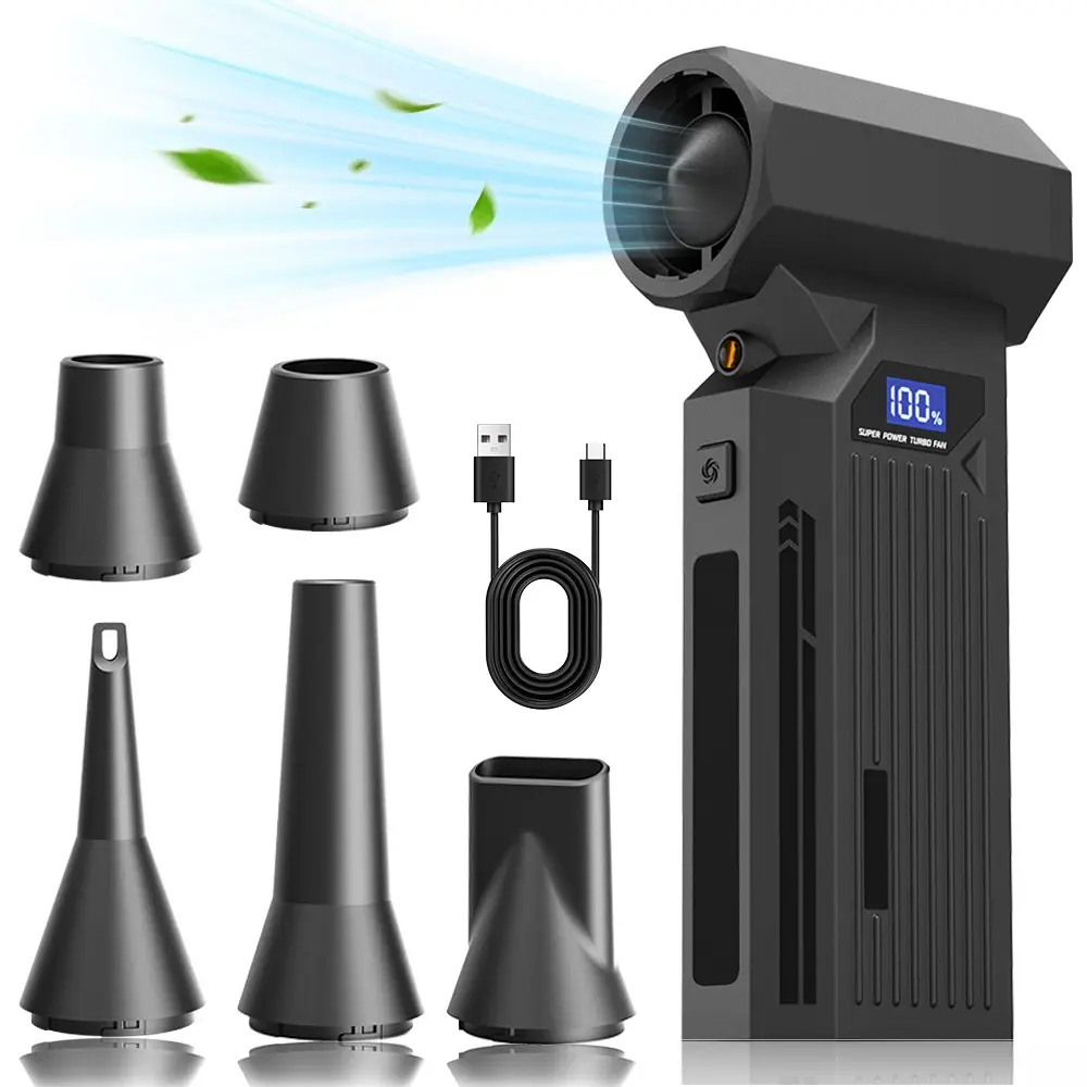 One piece of Handheld High-Speed Brushless Motor Turbine Fan Dust Blaster, Turbo Blower, Inflating and rechargeable Multi-Functions Home and Car Cleaning Appliance.