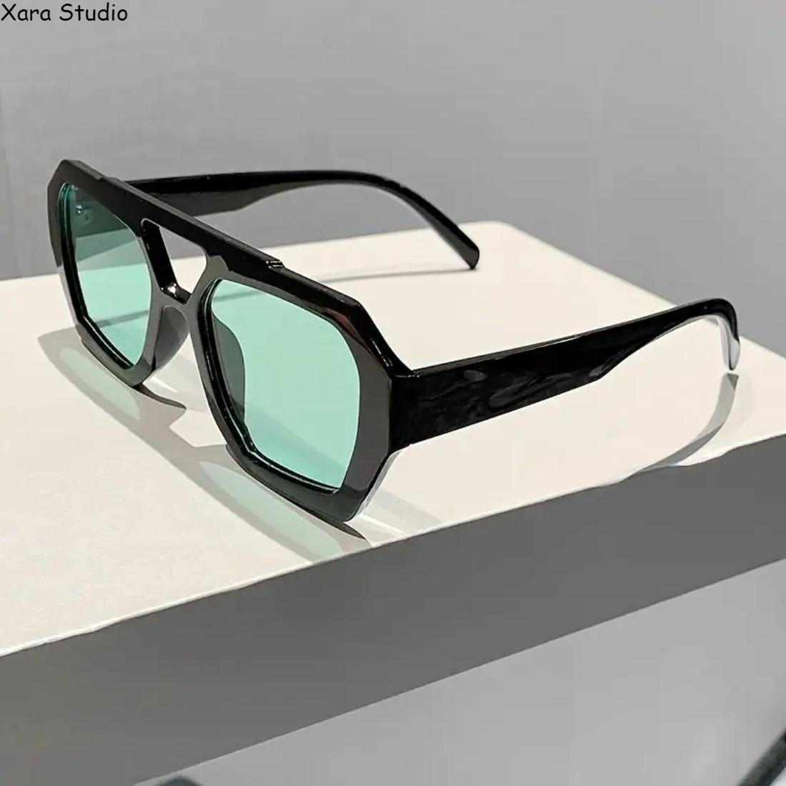 3 Pack Large Rectangular Sunglasses for Men & Women – Gradient Green-to-Blue Lenses, Sturdy Metal Frame, Trendy Fashion Eyewear for Casual, Formal, Travel & Daily Wear