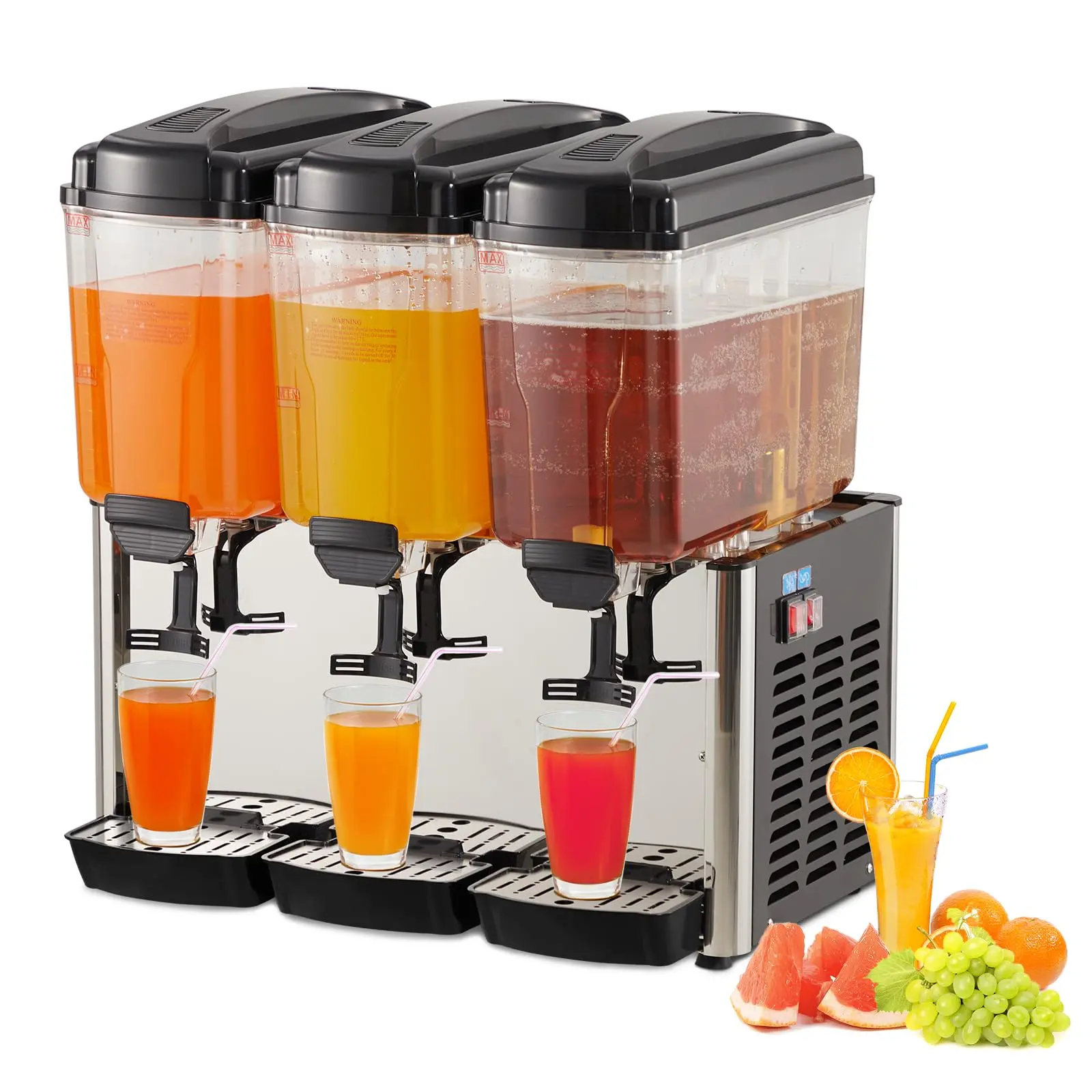 GARVEE54L (14.4 Gallon) Commercial Juice Dispenser, 3 Tanks 350W, Stainless Steel Beverage Dispenser for Tea, Drink, Restaurant
