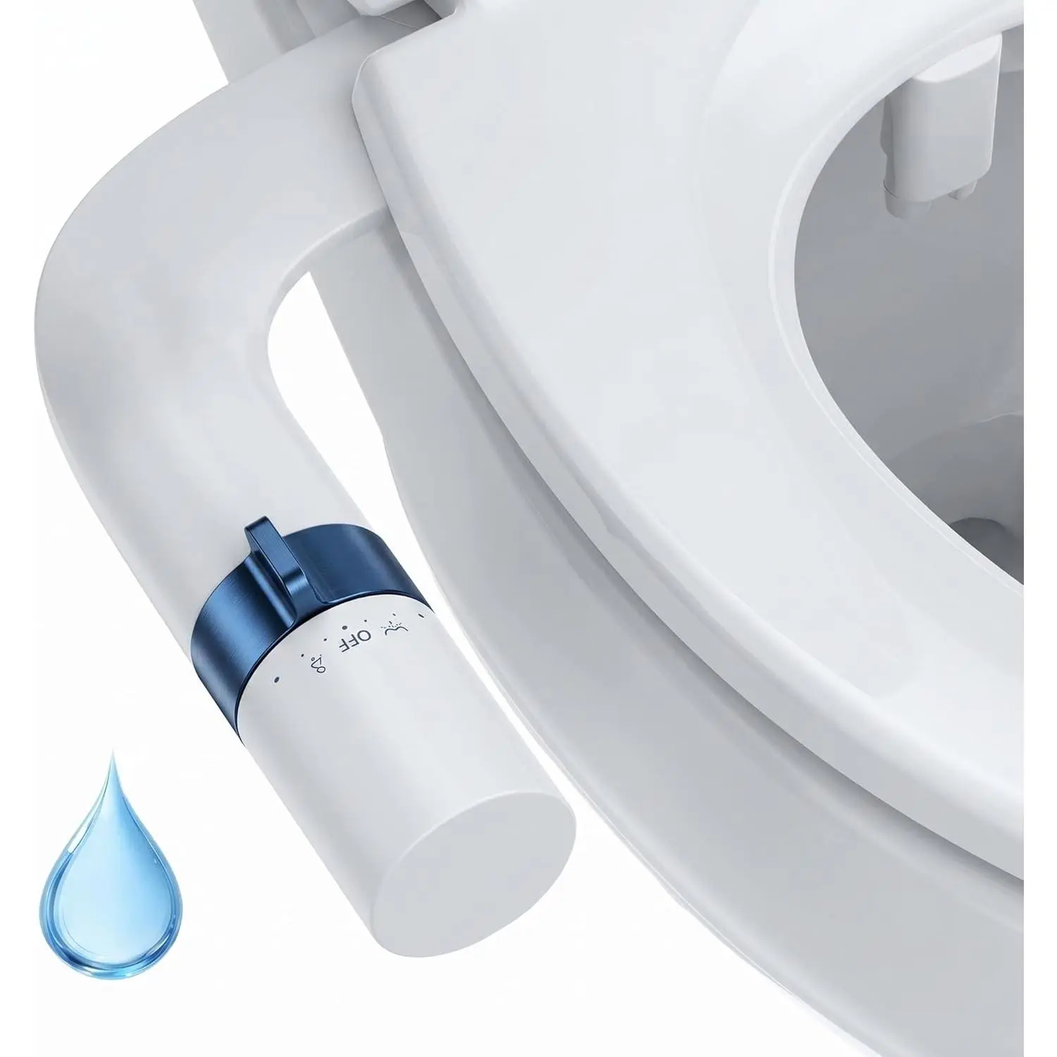 Bidet Attachment for Toilet, Non Electric Dual Nozzle, Self Cleaning Toilets Bathroom Spray for Butt Wash, Easy Slim Adjustable Pressure Control, Rv Bidets Gifts, Blue