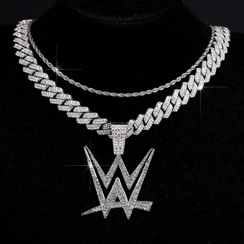 Wrestling Rhinestone Decorated Pendant Necklace, Punk Layered Chain Necklace for Party, Daily Clothing Decor, Trendy All-match & Exquisite Statement Jewelry for Birthday Gift, Elegant Rhinestone Necklace