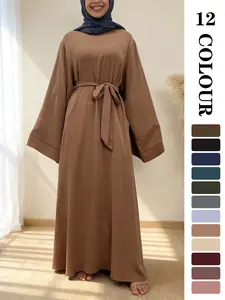 Muslim Sleepwear Ramadan Plain Abaya Dress, Fashionable Elegant Abaya, Suitable for Various Occasions, Wearable as Pajamas, Multi-Color Home Dress
