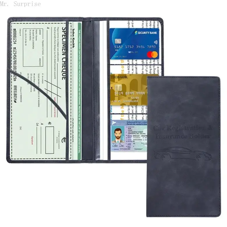 Men's Leather Car Document Holder, Compact Multi-Slot Organizer with Stainless Steel Accents for Daily Driving & Road Trips, Road Trip, Portable, Male, Portable For Road Trip