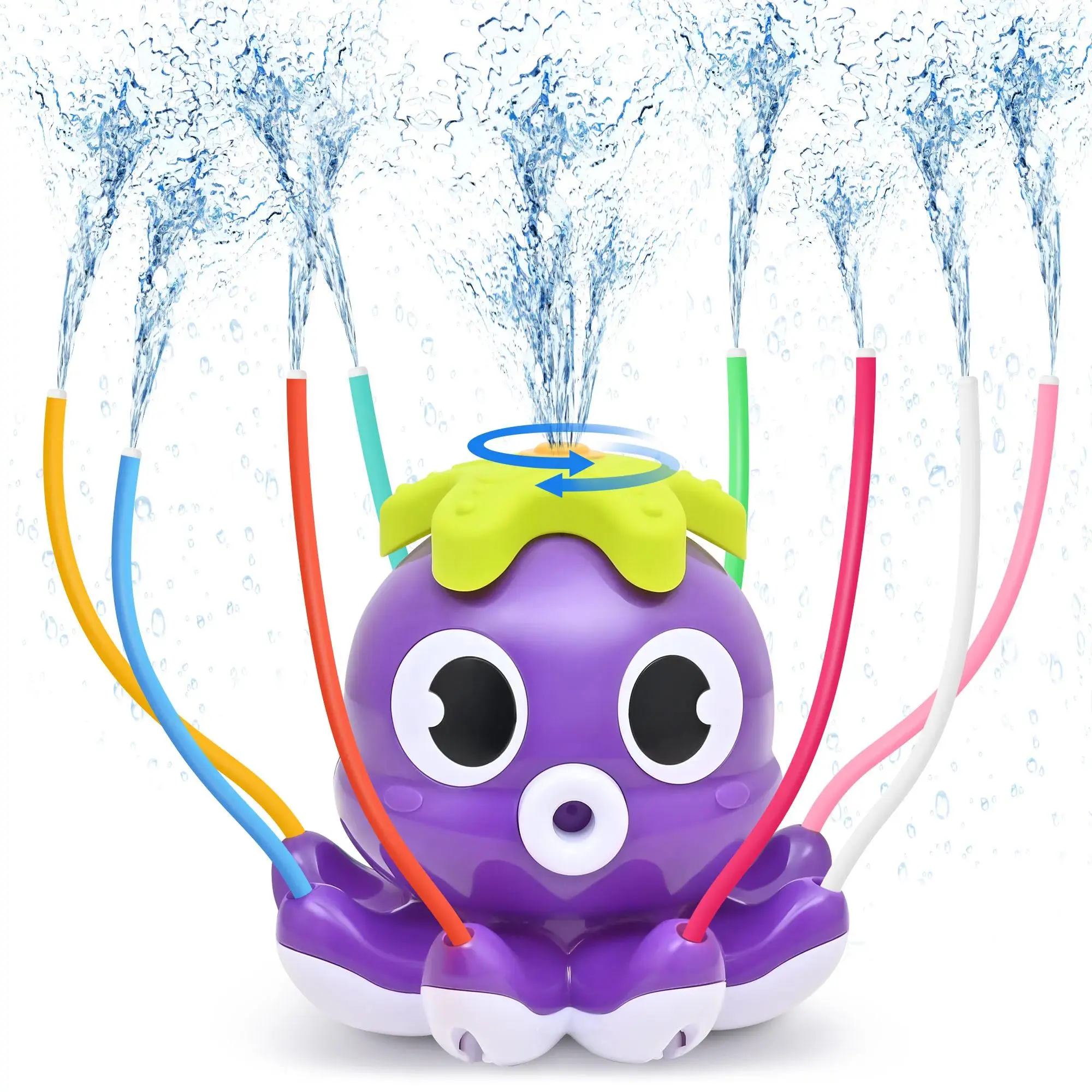 Space Rocket Octopus Sprinkler Water Toy Automatic Rotation Fun Spray Water Children's Water Playing Outdoor Toys