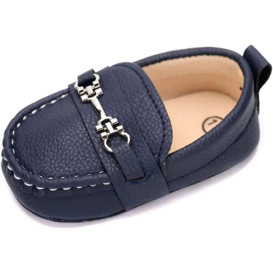 Baby Walking Shoes, Infant PU Leather Loafers, Unisex Soft Soled Shoes for First Walking, Easy On/Off Prewalker Dress Moccasins, Indoor Outdoor