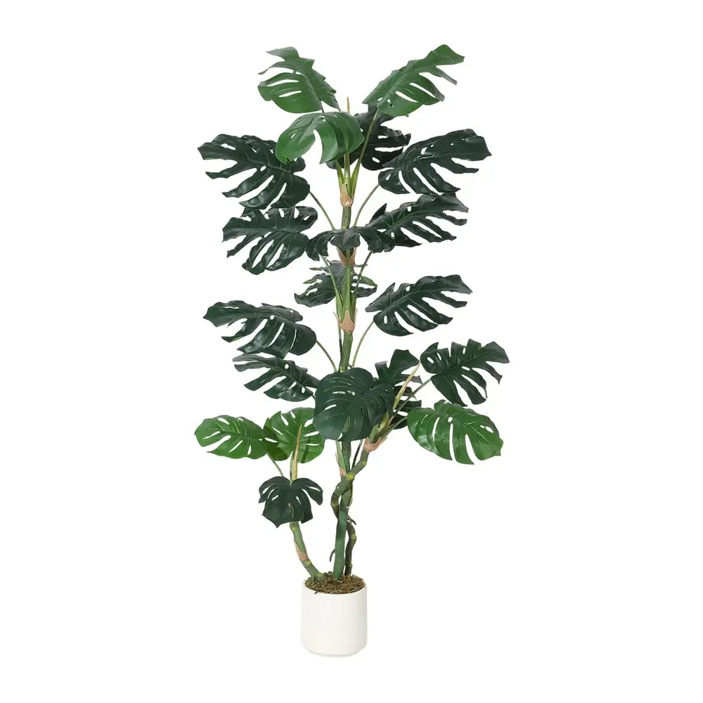 4FT/5FT/6FT Artificial Monstera Plant in Ceramic Pot, Lifelike Faux Cheese Plant with Realistic Leaves for Living Room, Office Decor