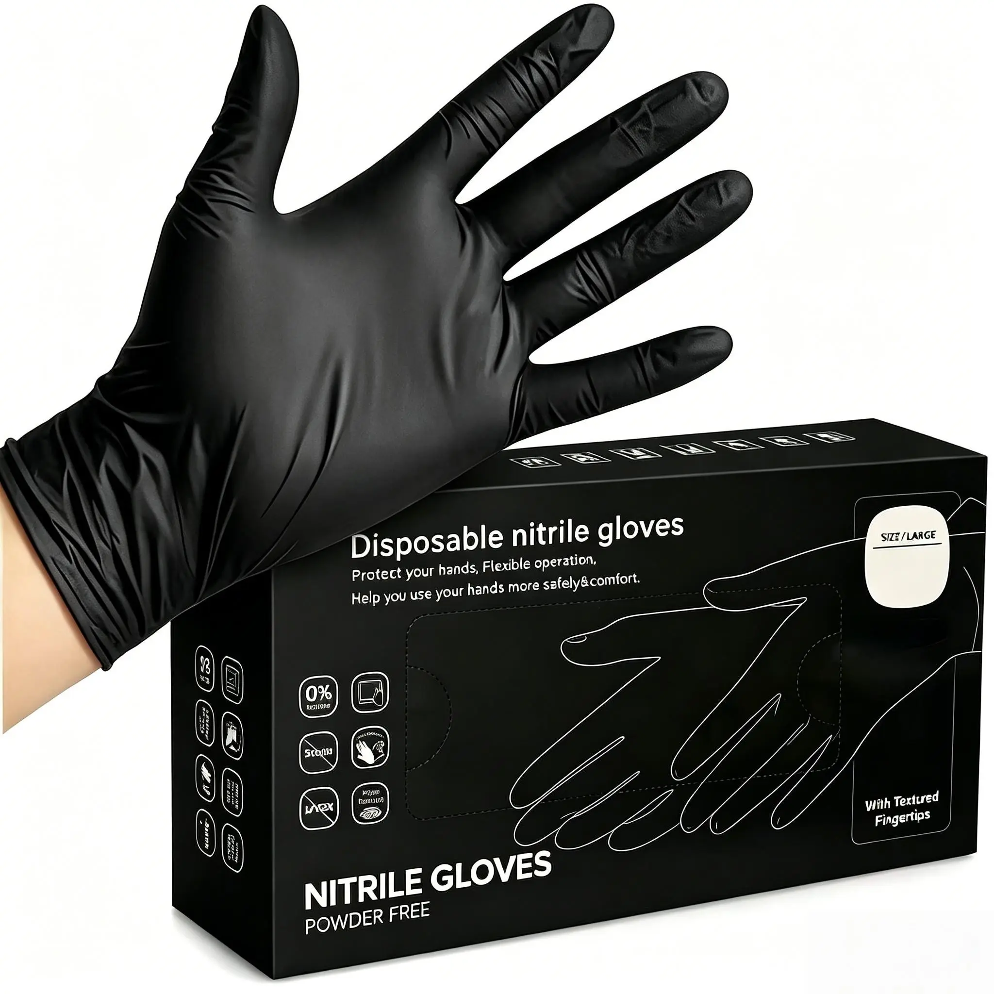 Nitrile Disposable Rubber Gloves, Lightweight Durable, Household Cleaning Gloves, Kitchen Gloves for Washing Dishes, Multi-Purpose Protective Gloves