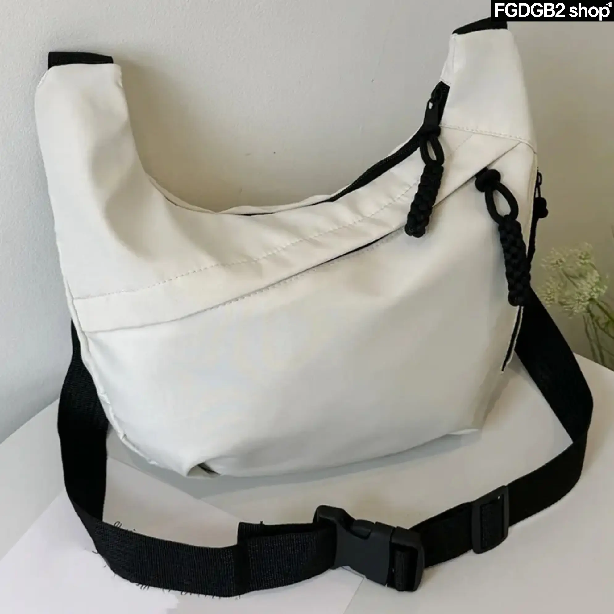 Women’s Nylon Crossbody Bag - Trendy Casual Mini-Size Shoulder Purse with Metal Accent, Lightweight, Large Capacity, Hangable, Easy-Care for Everyday Use, Travel, Work (with Crossbody Strap)
