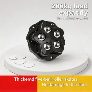 Upgrade Silent Ball Bearing Casters, No Drill Adhesive Base, 360° Smooth Roll, Floor Protection, Abs Stainless Steel Wheels