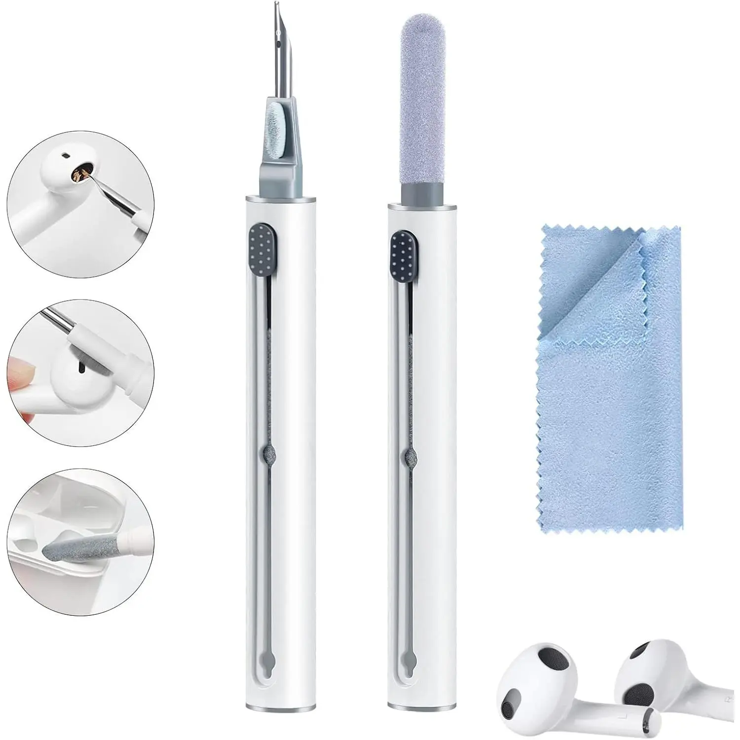 Airpod Cleaner Kit, Earbud Cleaning Kit for Airpods Pro 1 2 3,Multi-Function Cleaning Pen with Soft Brush Flocking Sponge, Suitable for  Headset,  Box, Mobile Phone,Earbud (1Pcs)