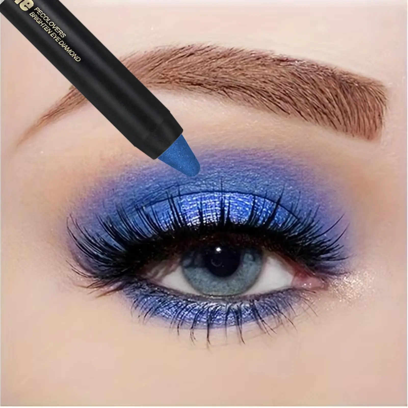 1PC Shimmering Blue Eyeshadow Pencil - Waterproof Sweatproof Long Lasting Glitter Shadow Stick,Ideal for Christmas Party Rave