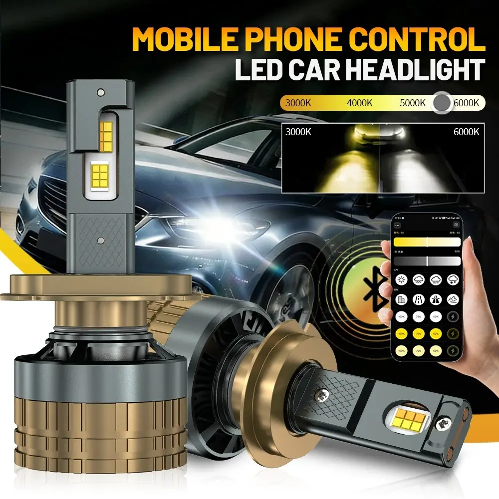 9005 LED Headlight Bulb, Bluetooth-compatible APP Control, High Lumen Headlight 180000lm Color Temperature, H4/h7/h1/h11 Standard, Car Dedicated LED Light Bulb, Led Headlights Bulbs