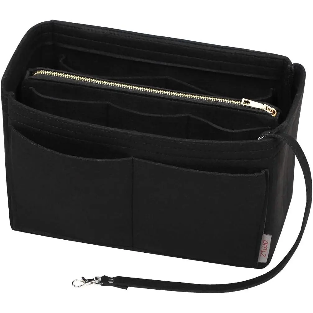 Felt Purse Organizer Insert with Metal Zipper, Multi-Size Handbag Shaper & Tote Shaper, Compatible with Speedy Neverfull Tote (7 Sizes Available)