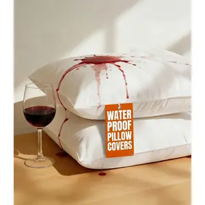 Set of 2 Standard Size Zipper Pillow Protectors Bed Bug Dust Mite Proof Noiseless Moisture Wicking Waterproof Soft Breathable Machine Washable White Pillow Covers