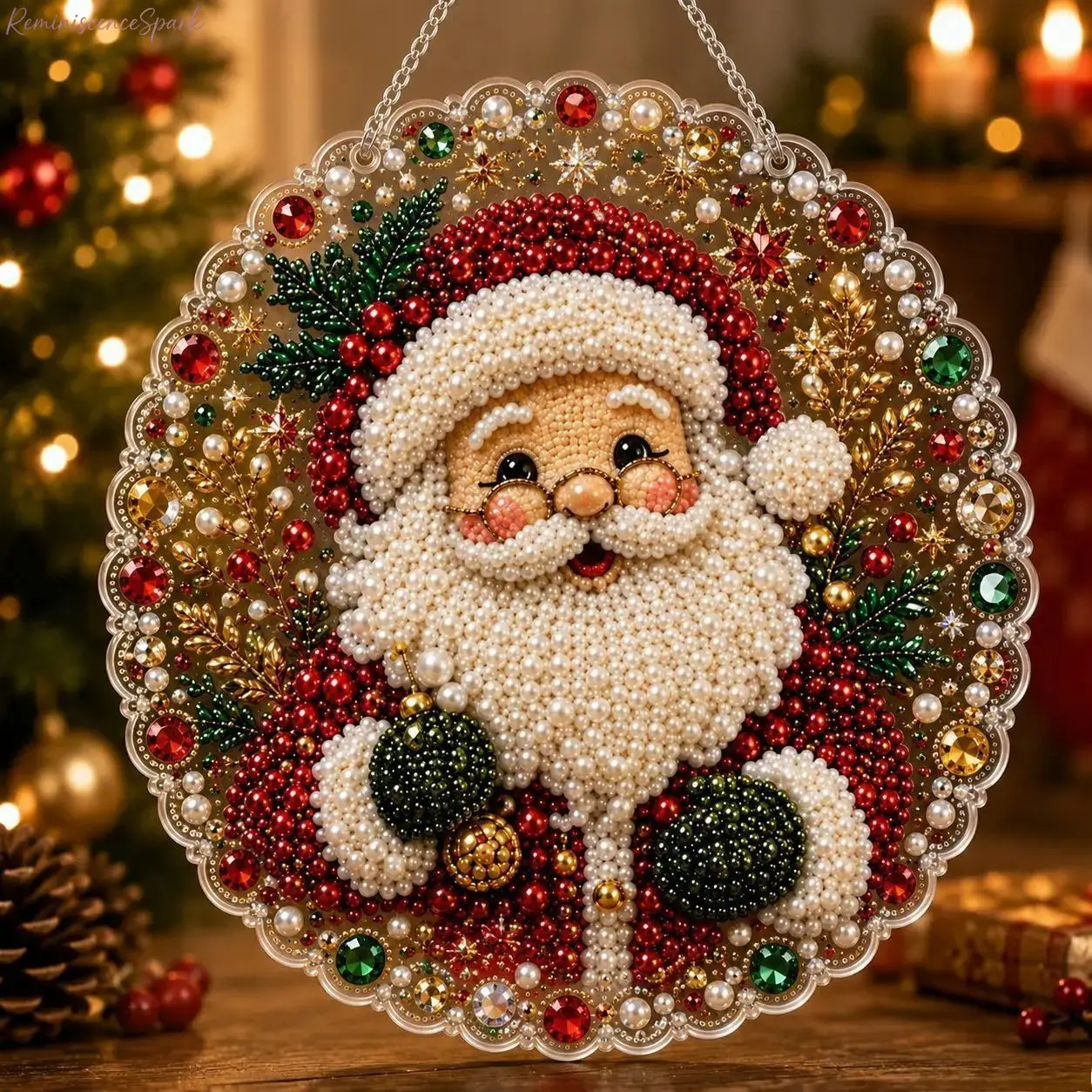 DIY Pearl Diamond Art Hanging Ornament Kit, Craft Set with Scratch-Resistant Non-Fading Pearl Beads, Handmade Holiday Hanging Decor for Seasonal Home Styling