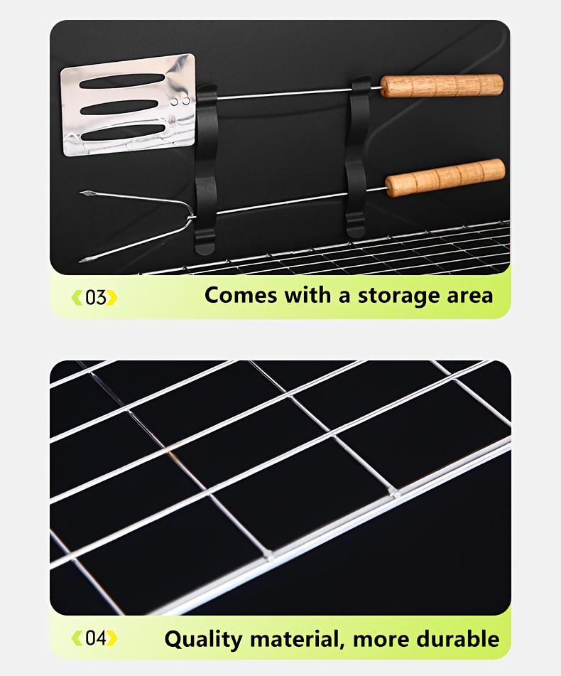 Portable Foldable Outdoor BBQ Grill with Windshield Lightweight Cast Iron for Indoor & Outdoor Use No Assembly Required Charcoal Wood Compatible Durable for Picnics Camping Backyard Cooking Travel wade  ostove