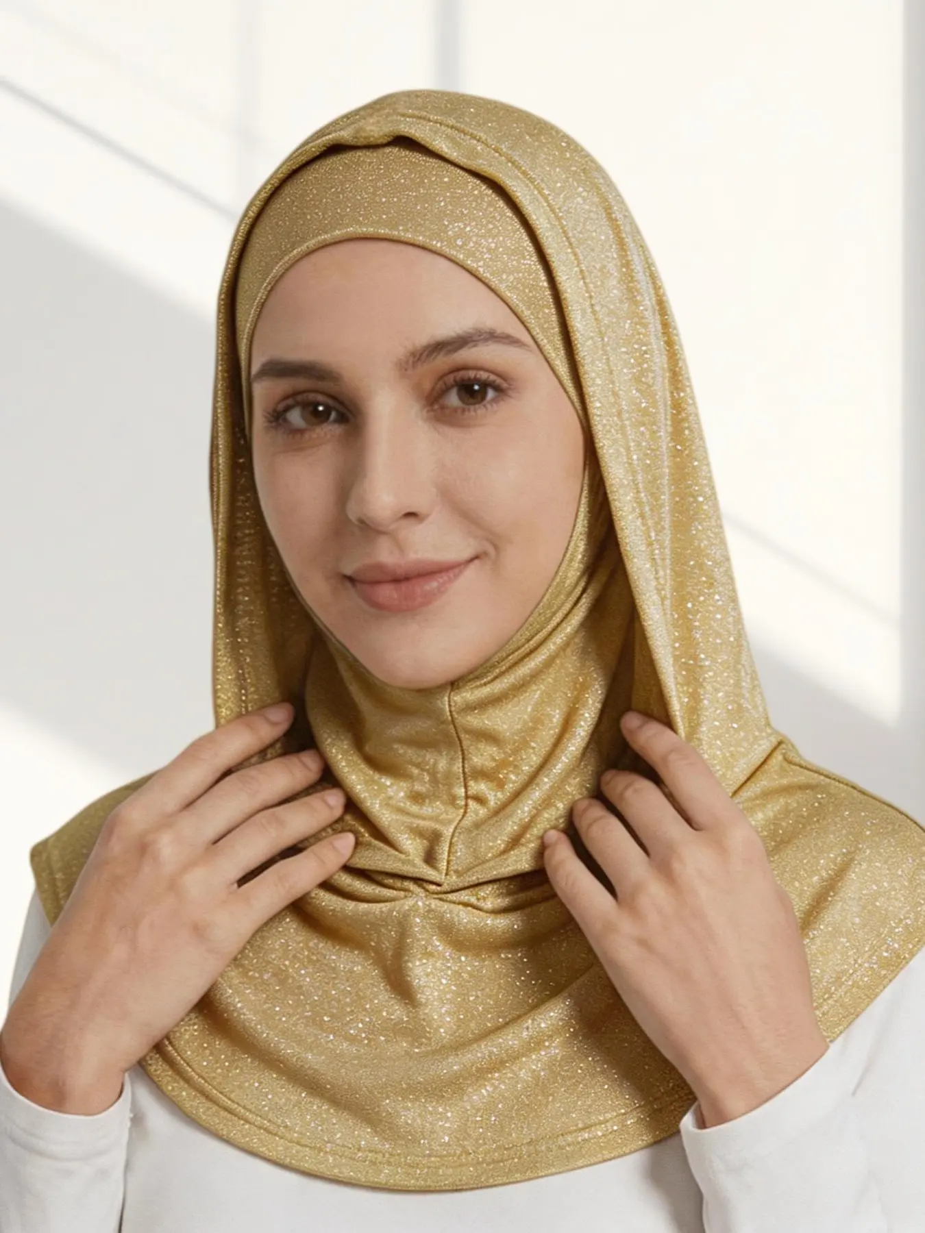Women's Fashion Muslim Hijab Scarf, Dual-Layer Headscarf, Elastic Fabric, Ultra-Soft Middle Eastern Malaysian Style, Trendy Accessory