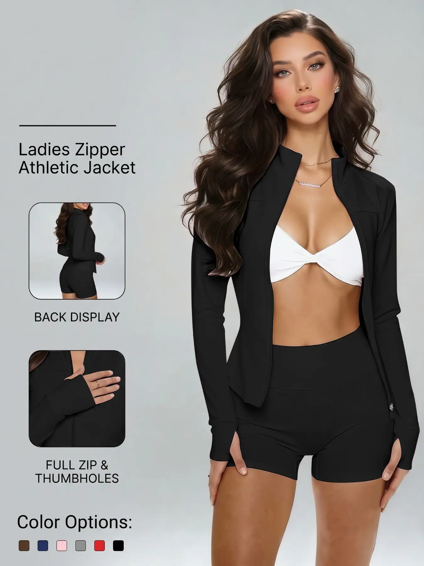 Women's Shaping Zipper Sport Jacket, Slim Fit Running Yoga Coat, Thumb Hole, Breathable Sports Wear, Spring Summer Outerwear, Athletic Outerwear, Zip Up Jacket, Sporty Breathable Outerwear, Thumbhole Jacket, Workout Jacket
