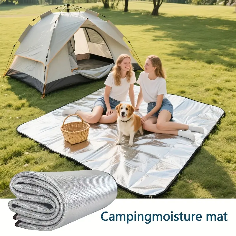 Foldable Moisture-Proof Insulated Sleeping Pad – Lightweight EPE Foam Double-Sided Aluminum Foil Thermal Mat, Ideal for Outdoor Camping, Hiking, Picnics, and Tent Use, Comes with Storage Bag, Outdoor Camping Supplies