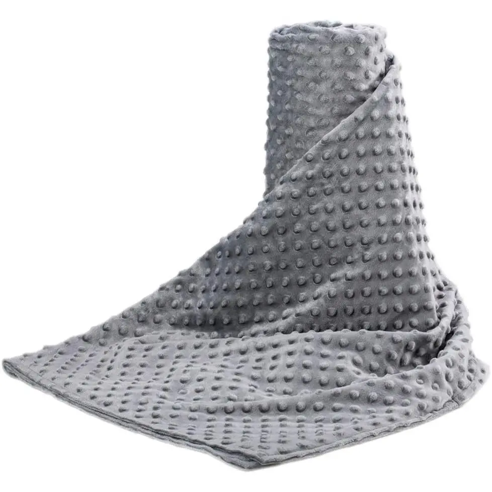 Weighted Blanket Cover 48x72, Grey Removable Duvet Cover with 12 Ties, Washable Fabric  48x72 Weighted Blankets, Soft Minky and Cozy Fleece Dual-Sided Cover